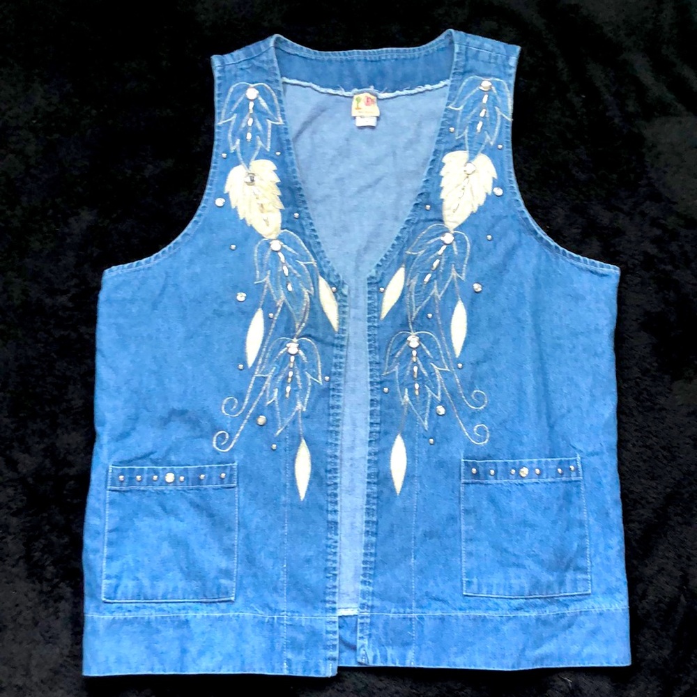 Cactus Size L Denim Open‎ Front Vest Vintage